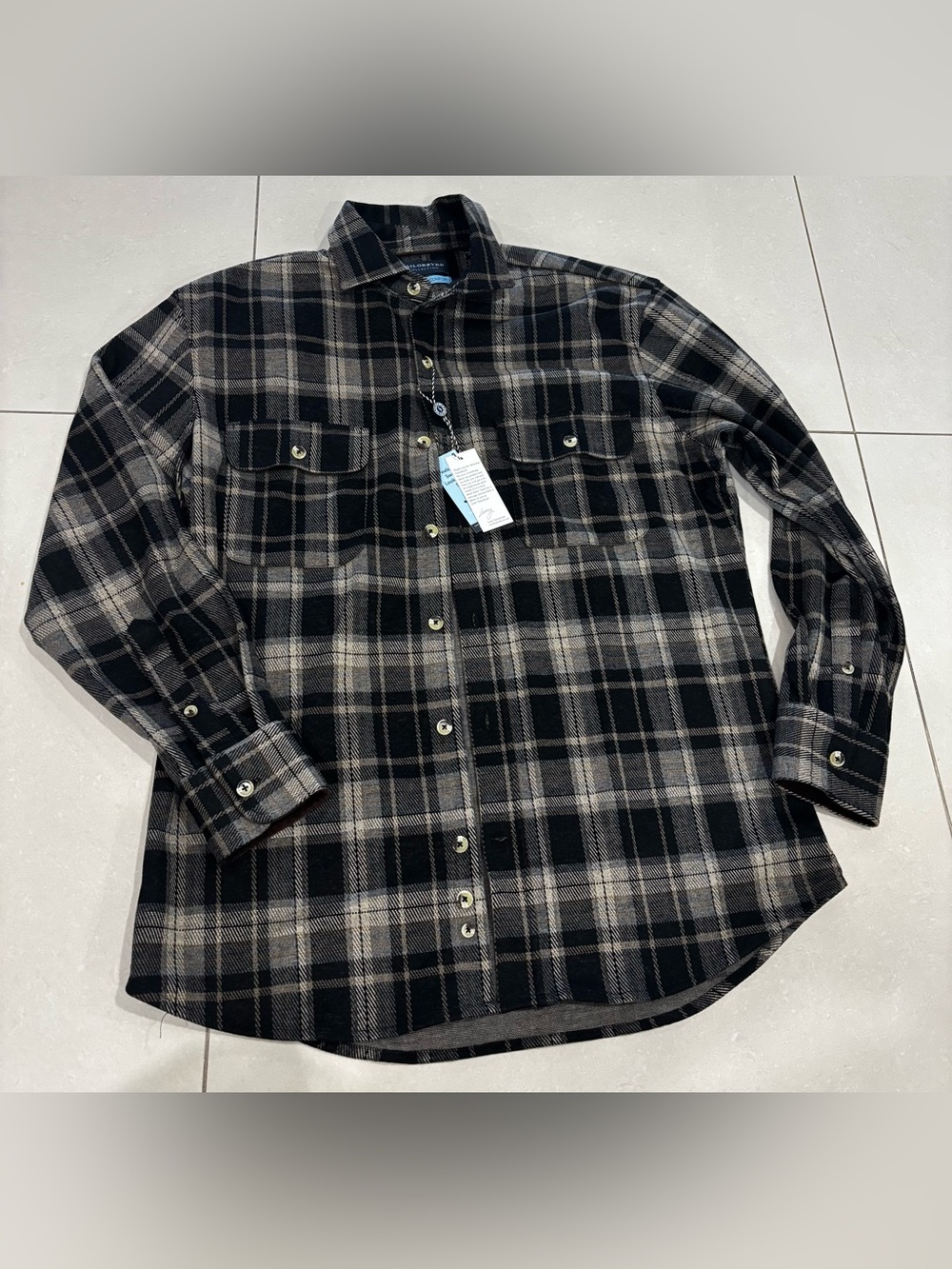 Tailorbyrd Black and Gray Plaid Button-Down Shirt